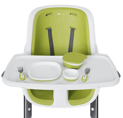 4moms high chair review - magnetic bowls, plate and utensils