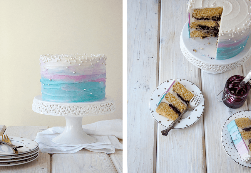 Easy Disney Frozen Cake Ideas - Ombre Blueberry Lavender Cake by Style Sweet CA