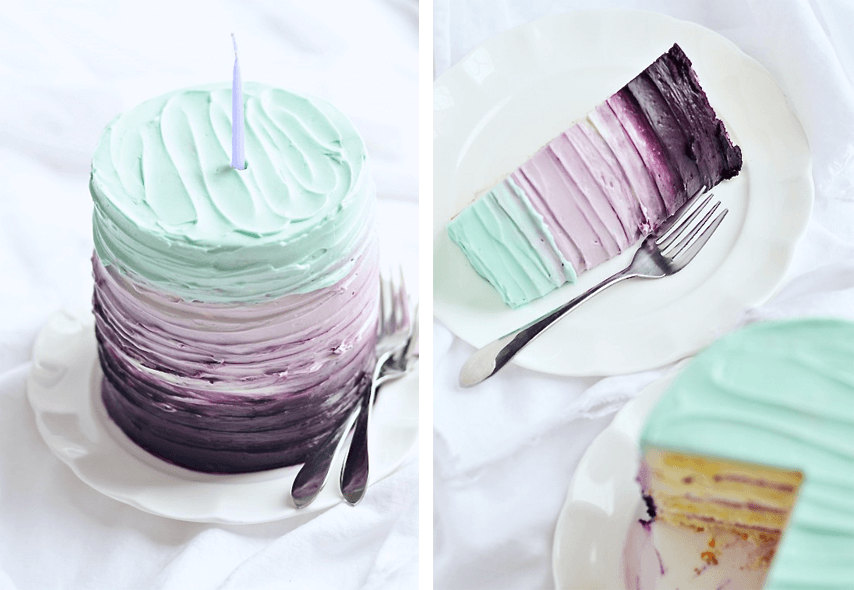 Easy Disney Frozen Cake Ideas - Ombre Swirl Cake by Sweetapolita