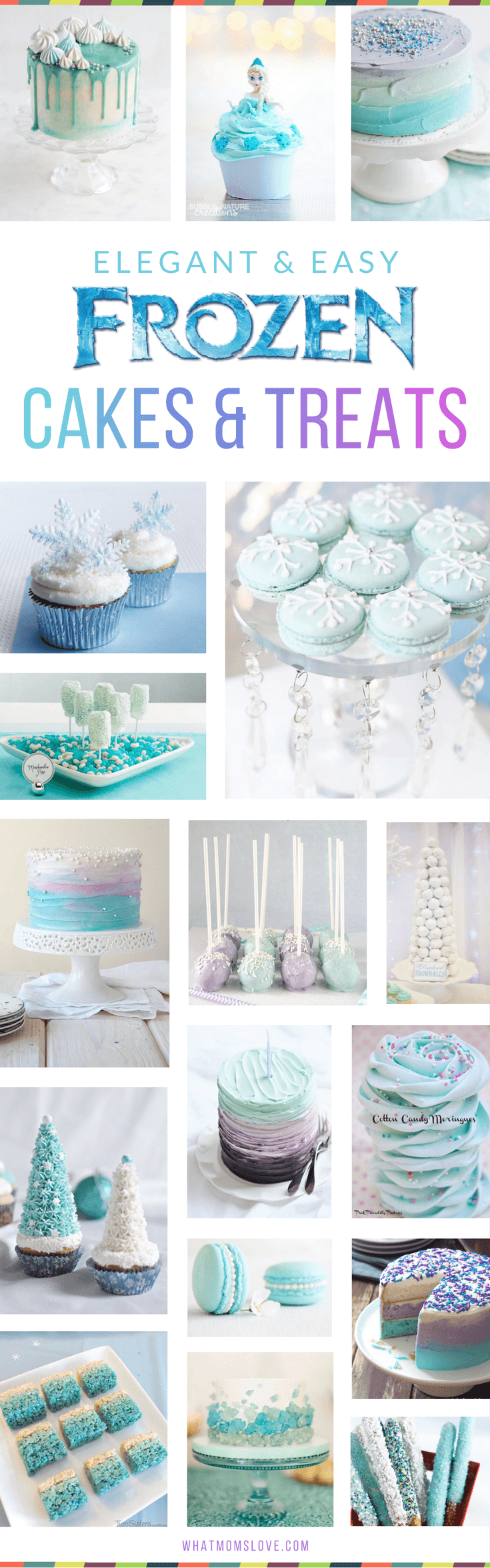 Disney Frozen Cake Ideas for Girls Birthday Party! Easy and elegant ideas that you can actually recreate for a perfect Anna and Elsa themed party - simple homemade cakes, cupcakes, pops, treats, favors and more!