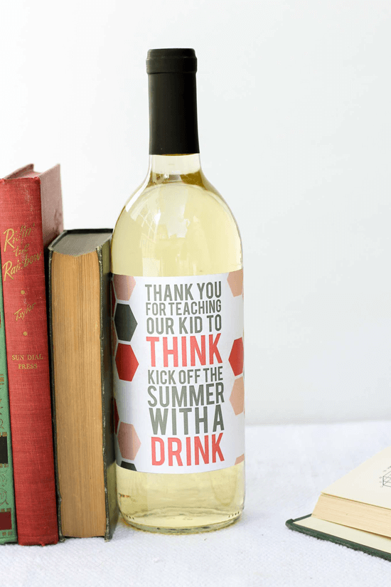 Teacher Appreciation Gift - Printable Wine Label