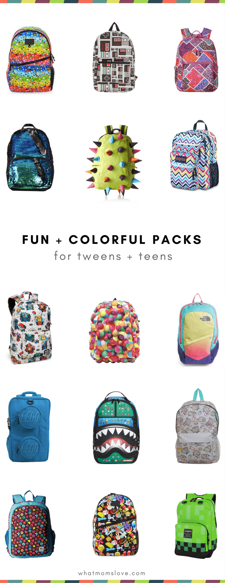 Best Backpacks for Tweens and Teens for Back to School - Colorful Fun Emoji