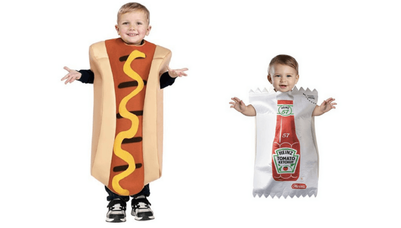 Creative Halloween Costumes for Siblings - Hot Dog and Ketchup