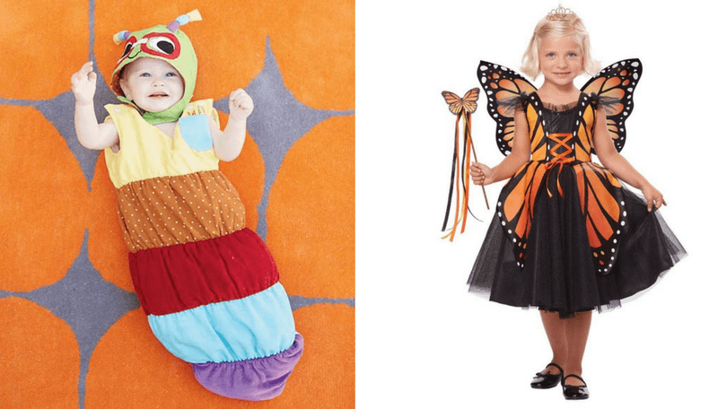 Creative Halloween Costumes for Siblings - Caterpillar and Butterfly
