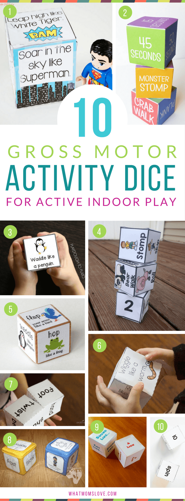 Gross Motor Activity Dice For Kids | Free Printable Movement Dice perfect for Brain Breaks, Boredom Busters and staying active indoors | Fun and physical game to get energy out inside