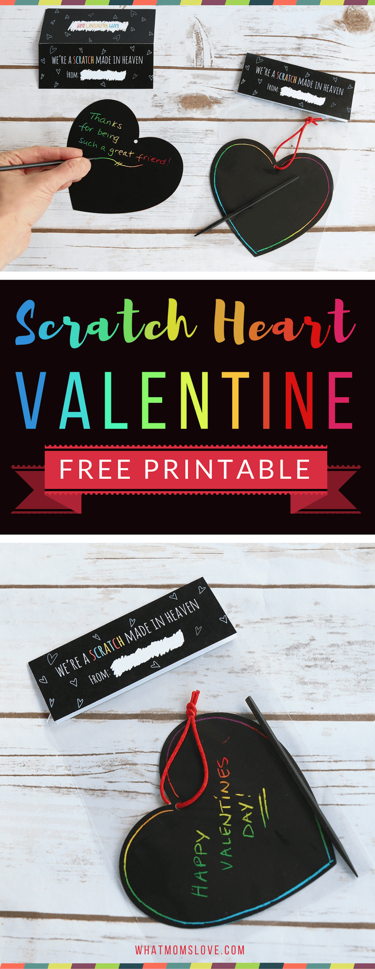 Free Printable Valentine for kids with a fun scratch heart! Such a fun idea for a non-candy Valentines card - perfect for your child's classroom Valentine's Day party!