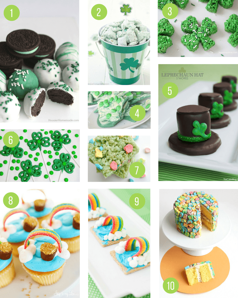 St Patricks Day Treats for Kids | Fun green, rainbow and shamrock themed food to celebrate St Paddys Day - perfect for a party or an after school snack!