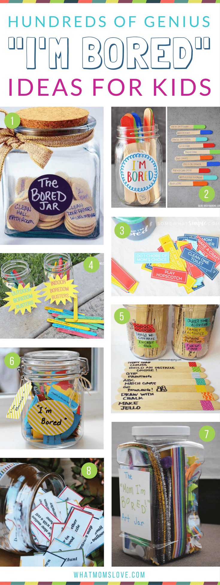 I'm Bored Jar Ideas For Kids | Boredom Busters to keep your kids occupied over the summer, school vacation breaks or when you're stuck inside. Plus more tips, tricks and hacks for an organized summer with your family!