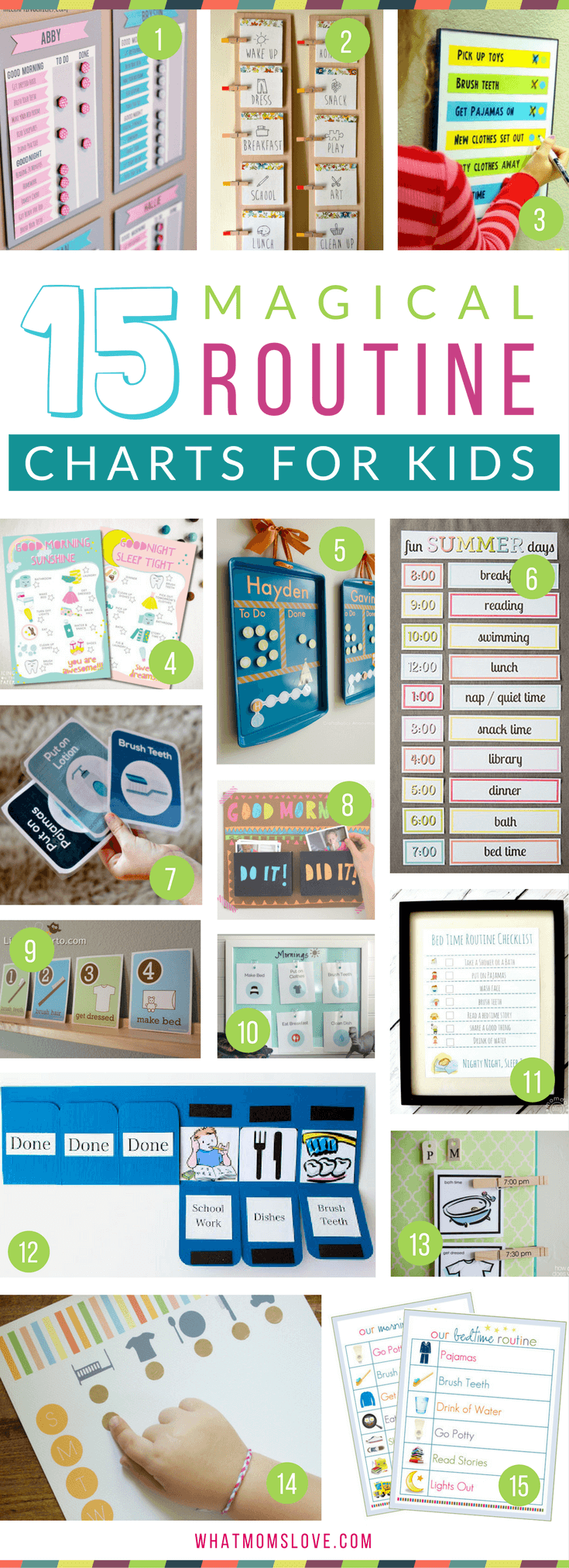 Morning and Bedtime Daily Routine Charts for Kids - perfect for keeping them on a schedule over the summer or for back to school. DIY and printable routine charts to help teach kids independence!