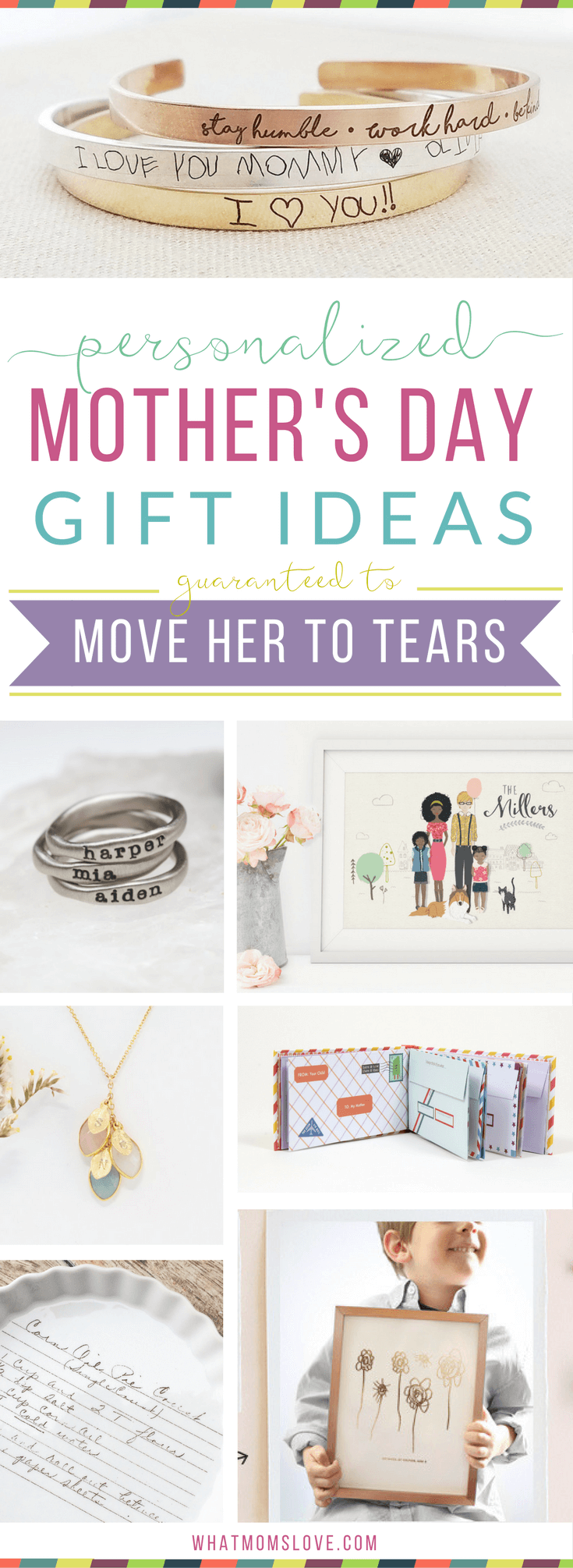 Unique personalized gift ideas for Mother's Day | Meaningful custom gifts for mom, nana or grandma from you, your kids (toddlers to teens) or grandkids. Buy her something she'll fall in love with this year - ideas for custom jewelry, portraits, kitchen, home and decor presents.