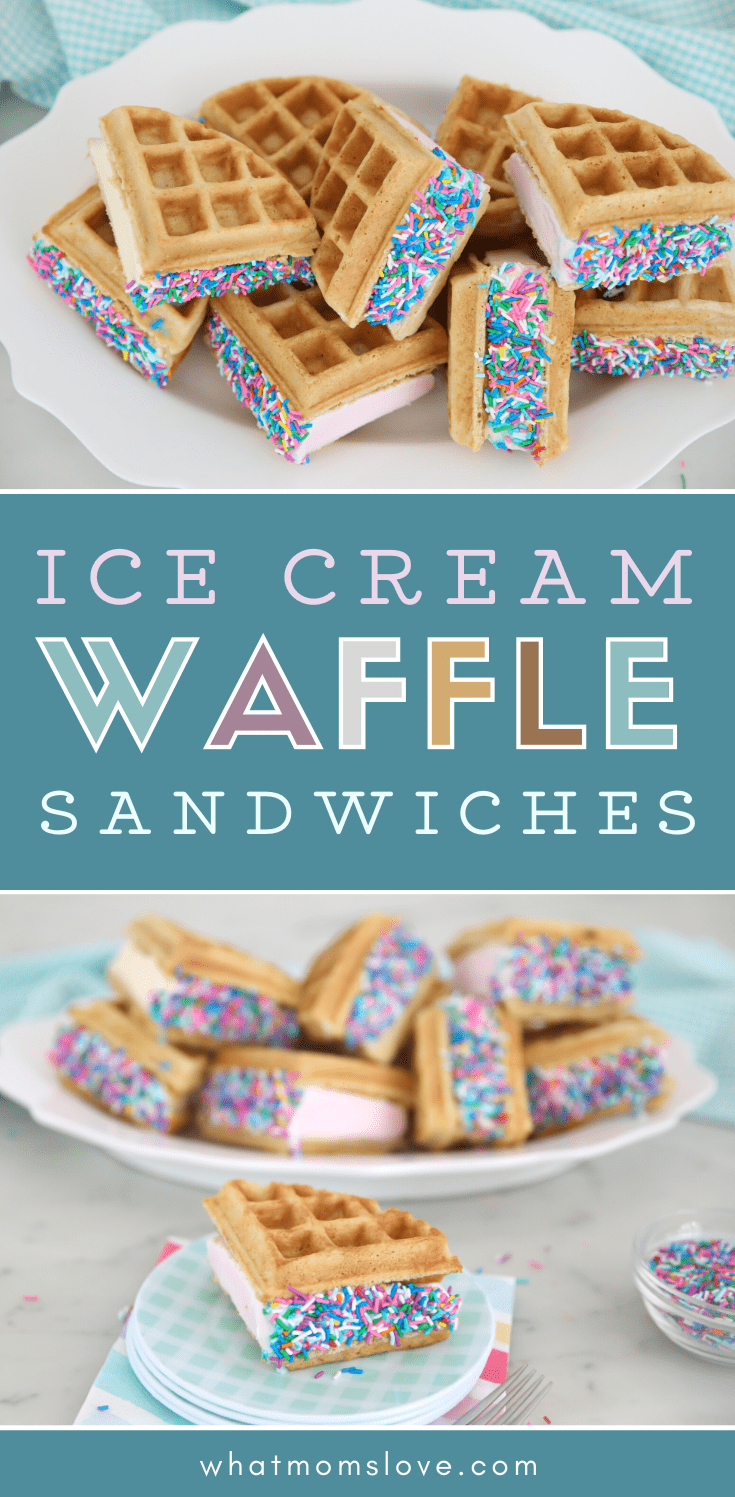 Waffle Ice Cream Sandwiches with Sprinkles