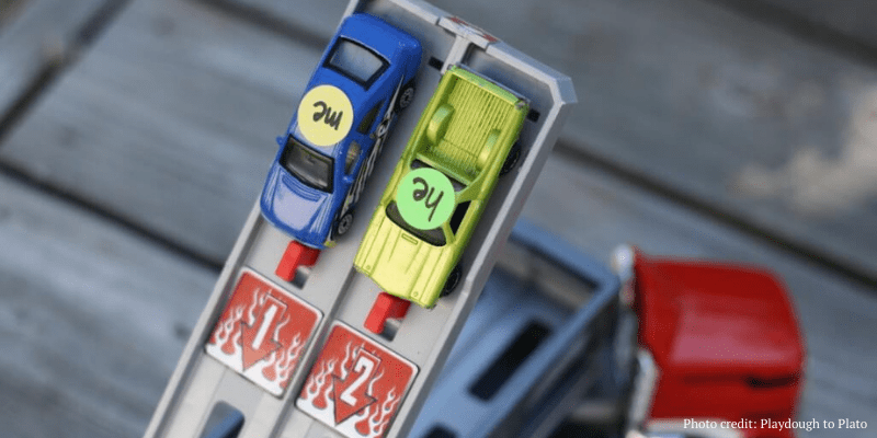 cars with sight word stickers