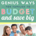 Genius ways for families to budget and save big with photo of family putting money into piggy bank